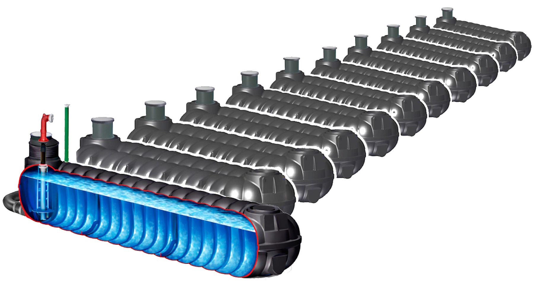 11 x Flachtank für Löschwasser Tankbatterie 115 m³