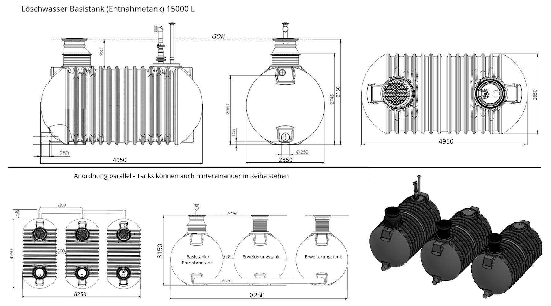 Abmessungen-Tankbatterie-Löschwasser 45 m³