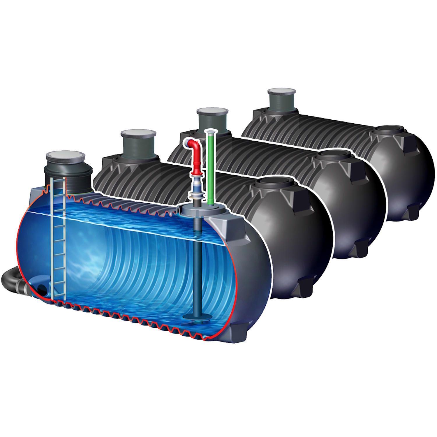 60 m³ Classic Batterietank (4 x 15 m³) Löschwassertank inkl. Kranentladung*