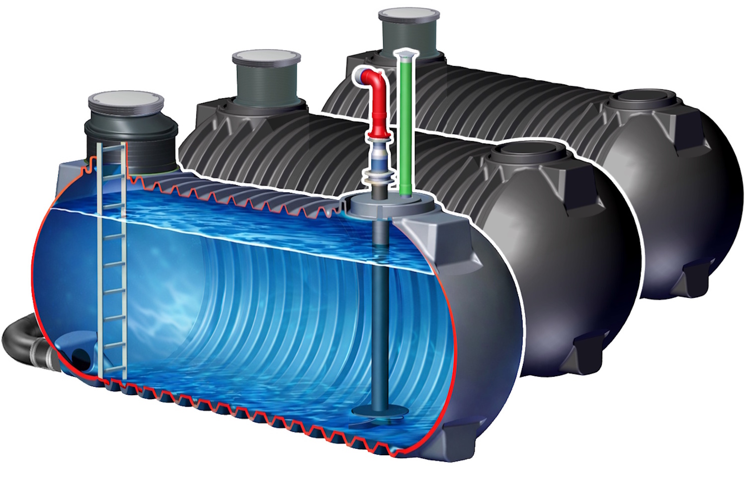 Löschwassertanks Rundtanks als Mehrbehälteranlage für leichtere Montage