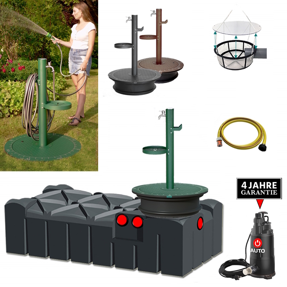 Flacher Kunststofftank mit Stahlzapfsäule, Deckel, Schacht. Filter, Schlauch und Pumpe