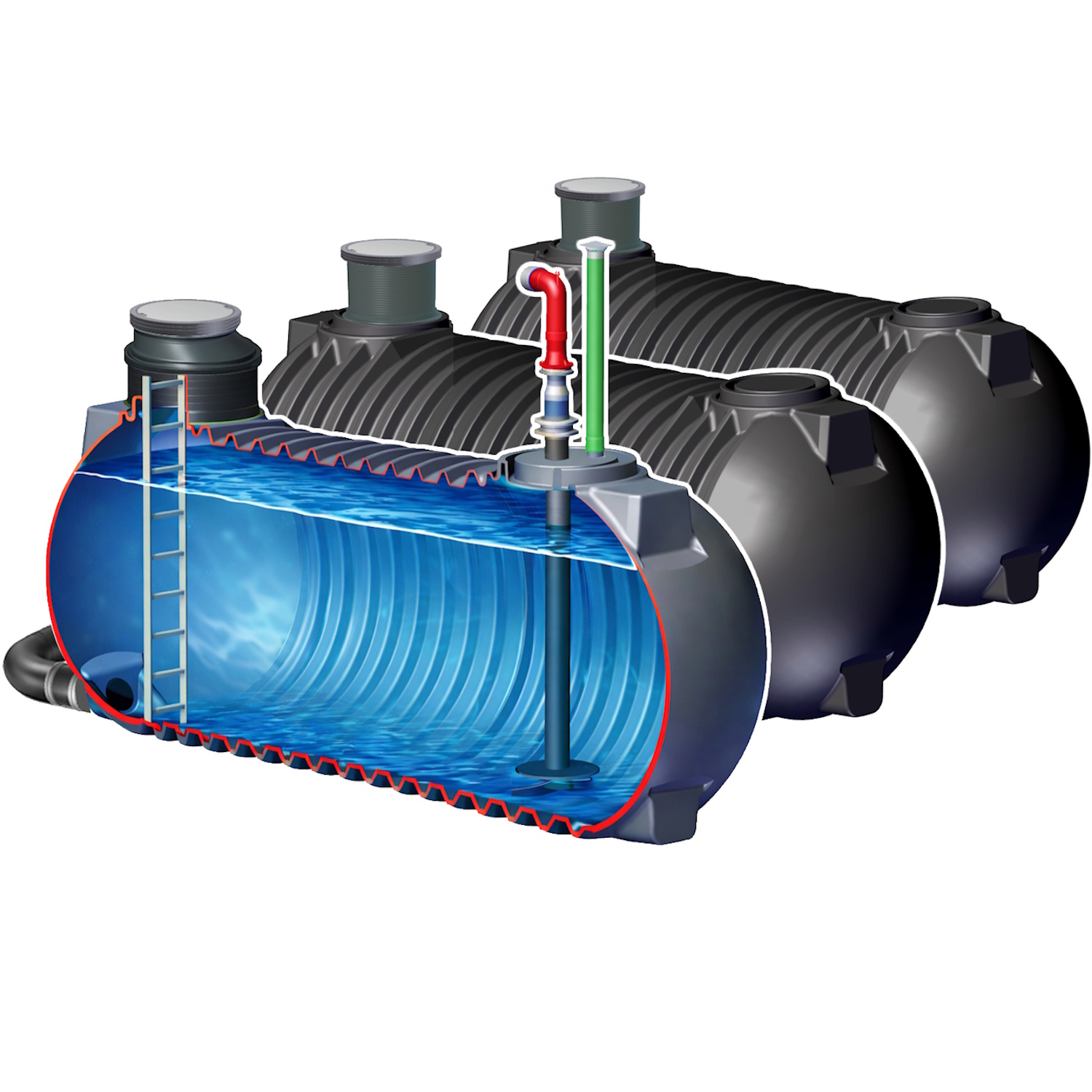 45 m³ Classic Batterietank (3 x 15 m³) Löschwassertank inkl. Kranentladung