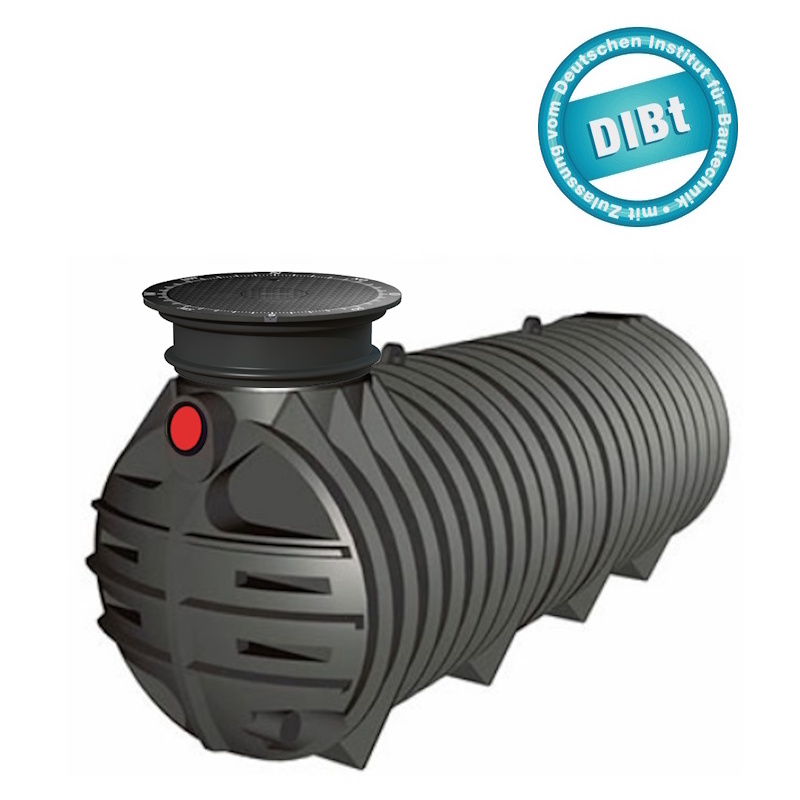 3000 L Abwassertank mit Schacht DN600 - TUBUS Flachtank mit DIBT inkl. Kranentladung