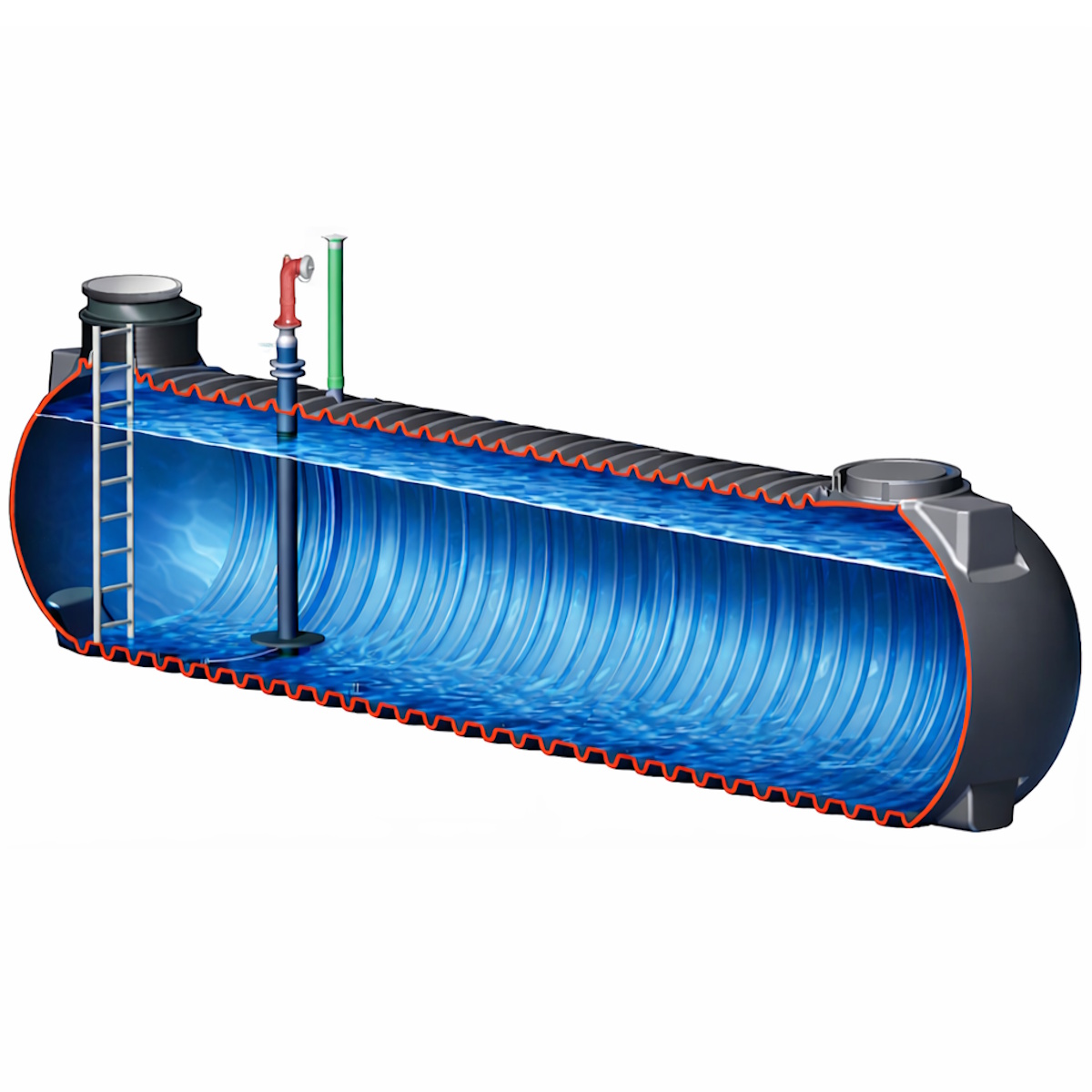 Zisterne für Löschwasser mit Komplettausstattung 45000 Liter