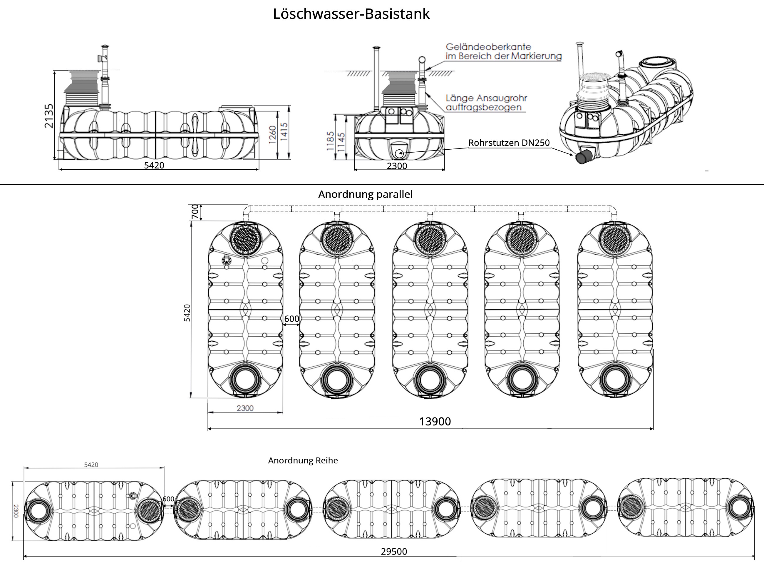 Abmessungen 40 m³ Loeschwasser Batterietank