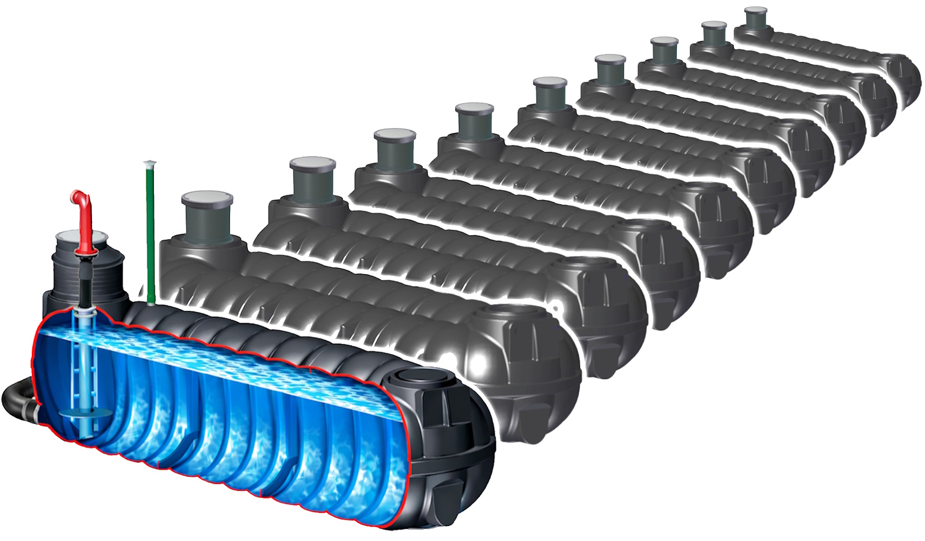 100000L Löschwasserzisterne Batterieanlage mit Flachtanks