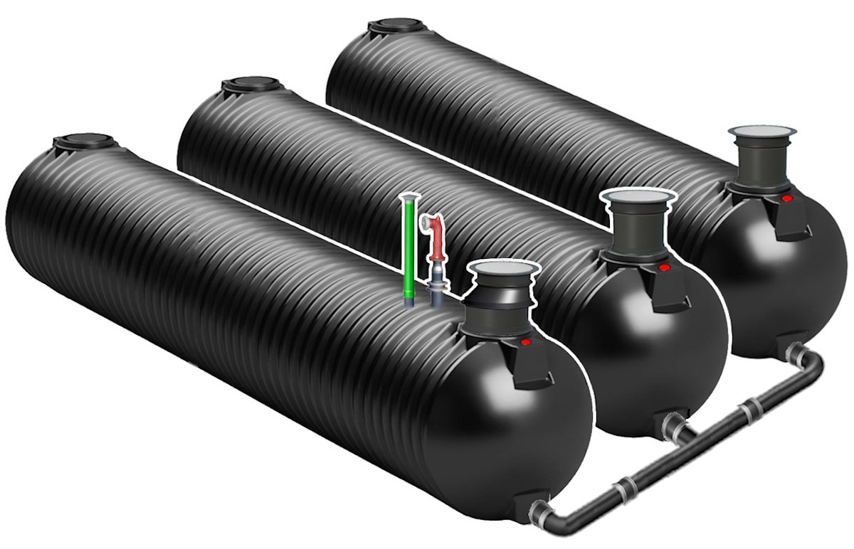 150 m³ Löschwasserzisterne Mehrbehälteranlage Rundtanks für flexibleren Einbau