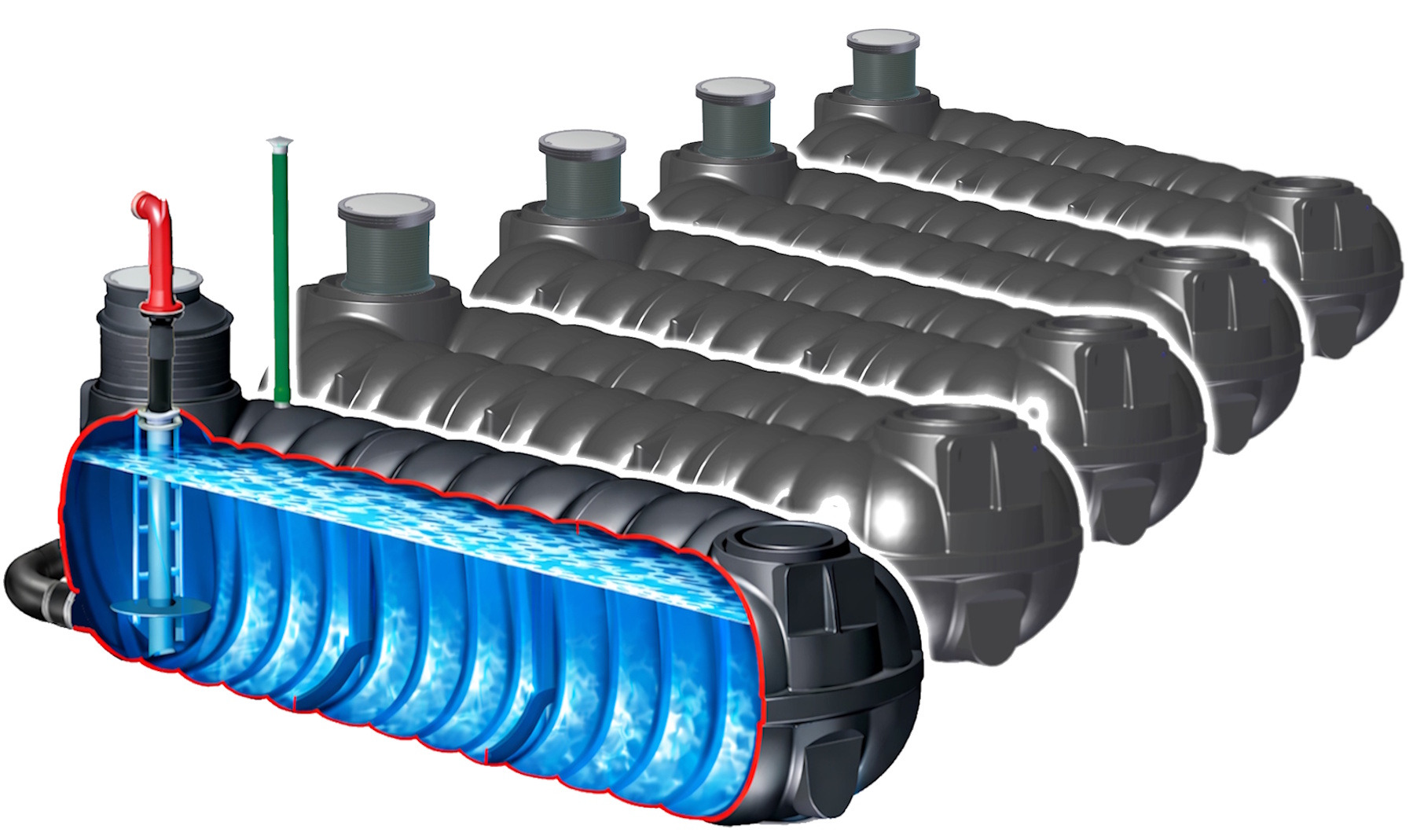 50 m³ Löschwasser Mehrbehälteranlage flach