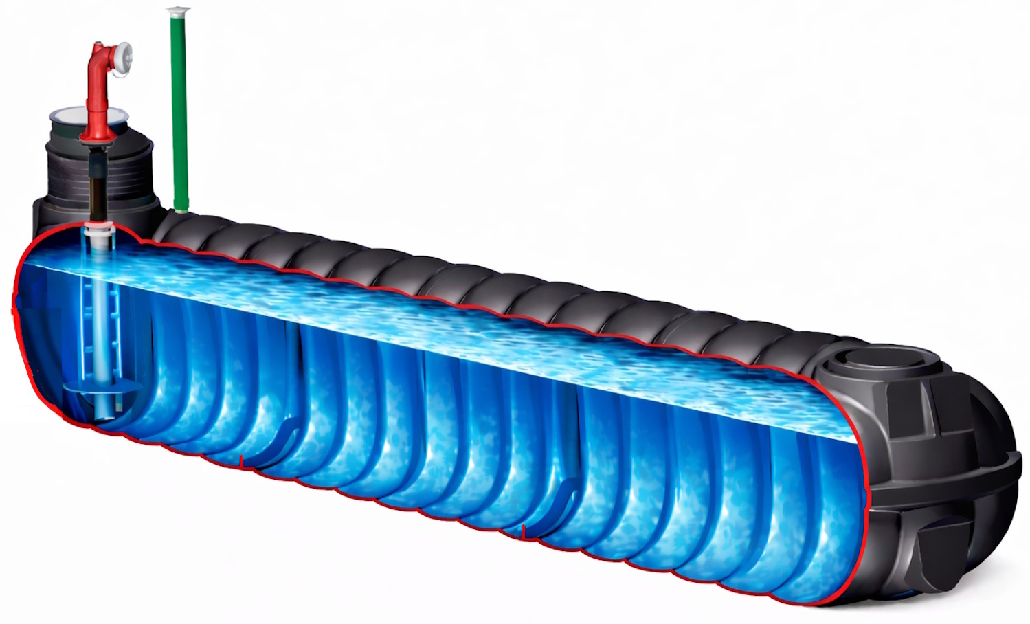 Löschwassertanks Flachtanks als Mehrbehälteranlage bei geringer Einbautiefe