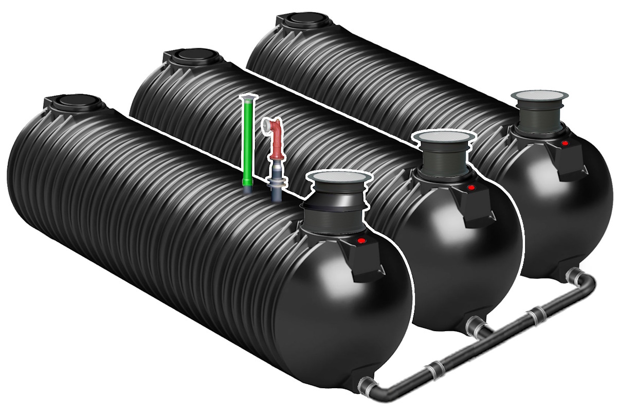 105 m³ Löschwasserzisterne Mehrbehälteranlage Rundtanks für flexibleren Einbau