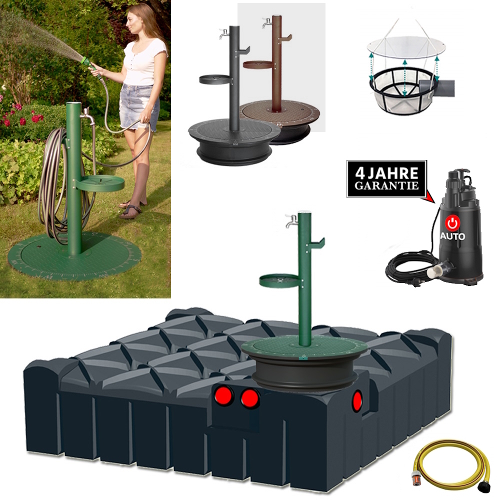 Ein 3000 Liter Flachtank mit Stahlzapfsäule, Pumpe, Filter, Deckel und Schlauch