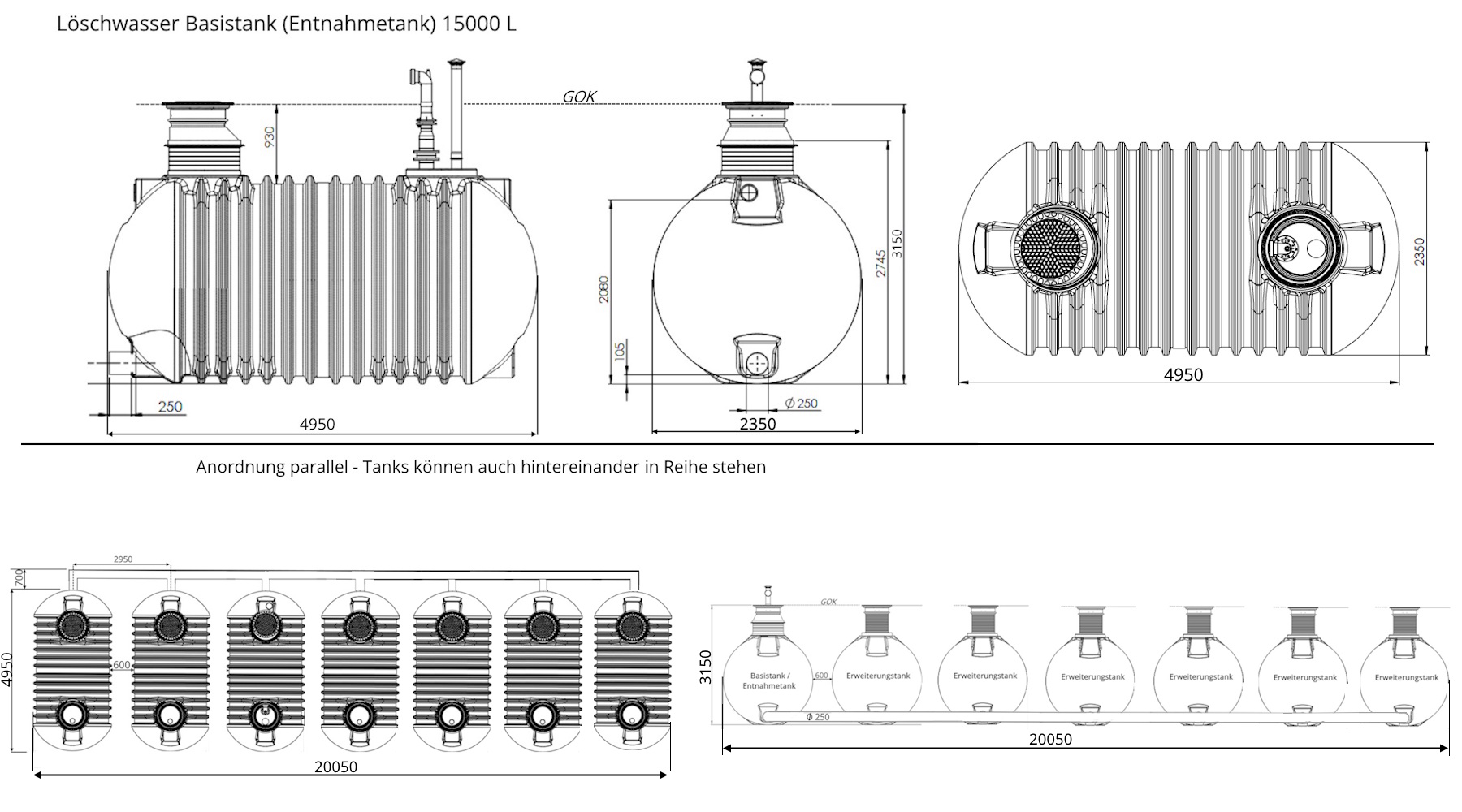 Zisterne Löschwasser 100000L Batterie