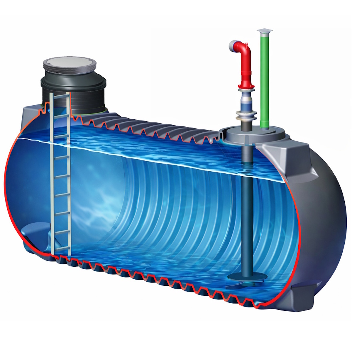 15000 Liter Löschwasserbehälter aus Kunststoff für den unterirdischen Einbauen