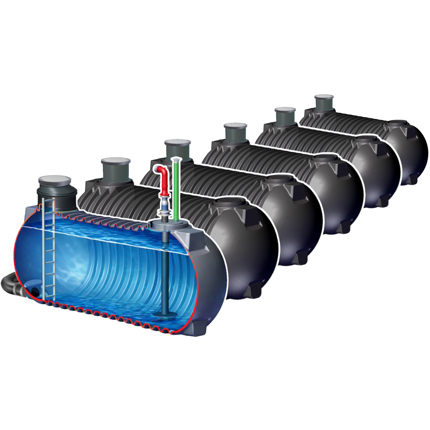 90 m³ Classic Batterietank (6 x 15 m³) Löschwassertank inkl. Kranentladung*  