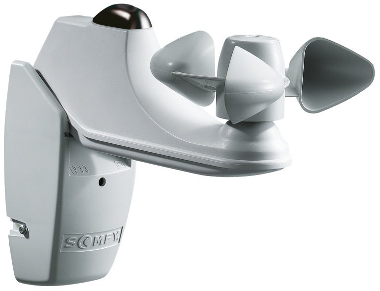 Somfy Soliris Sensor RTS LED, Funk Sonnen-Wind-Sensor mit Regensensoranschluss