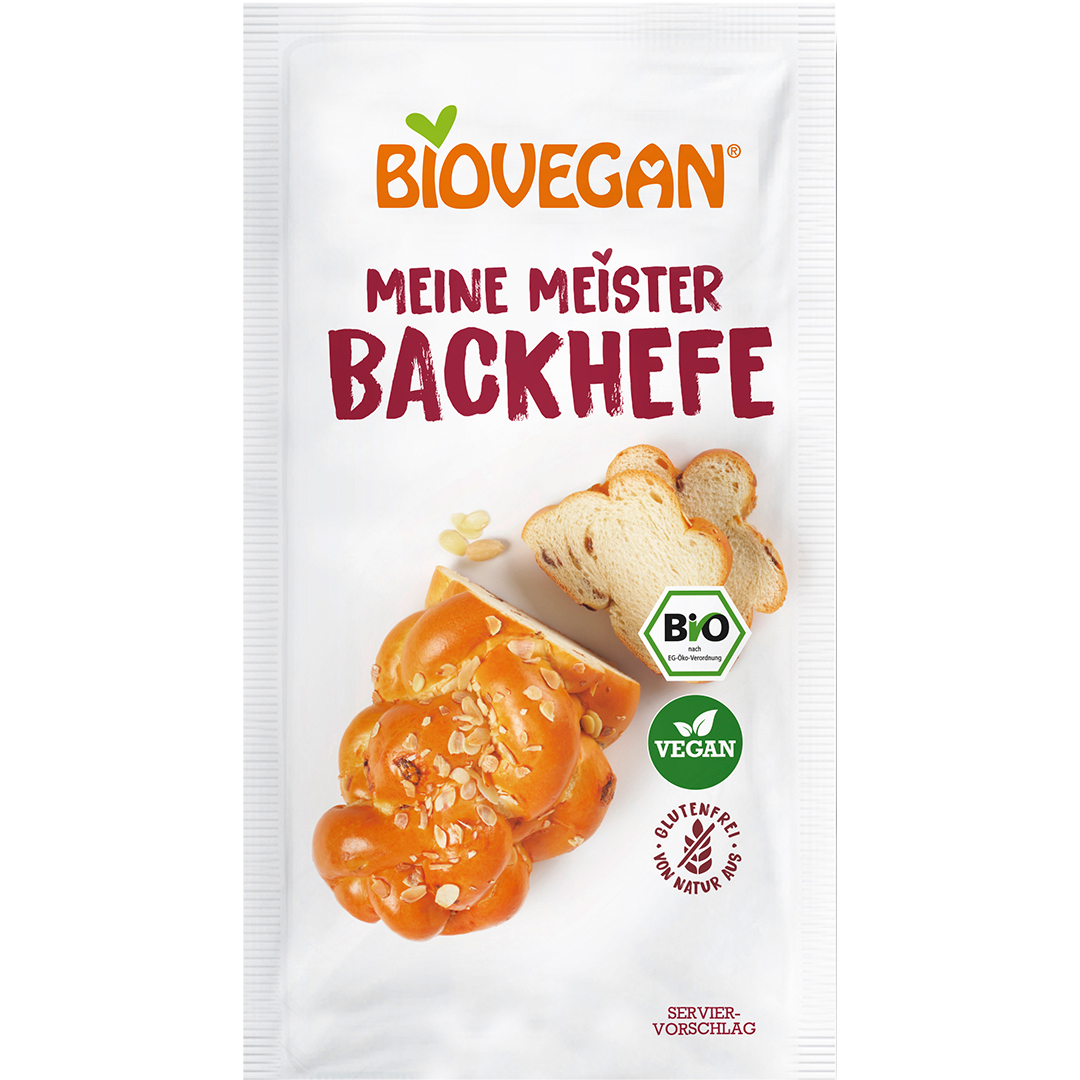 Biovegan baking yeast sachet with bread image