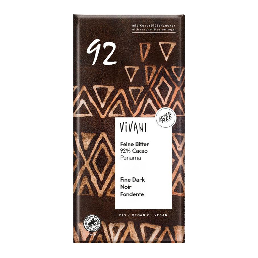 Tafelschokolade Feine Bitter 92% Cacao bio Vivani 10x80g