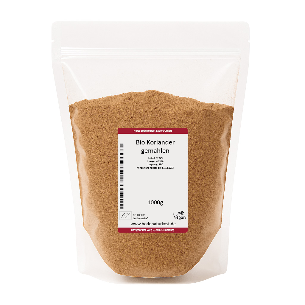 Packung mit gemahlenem Bio Koriander 1000g