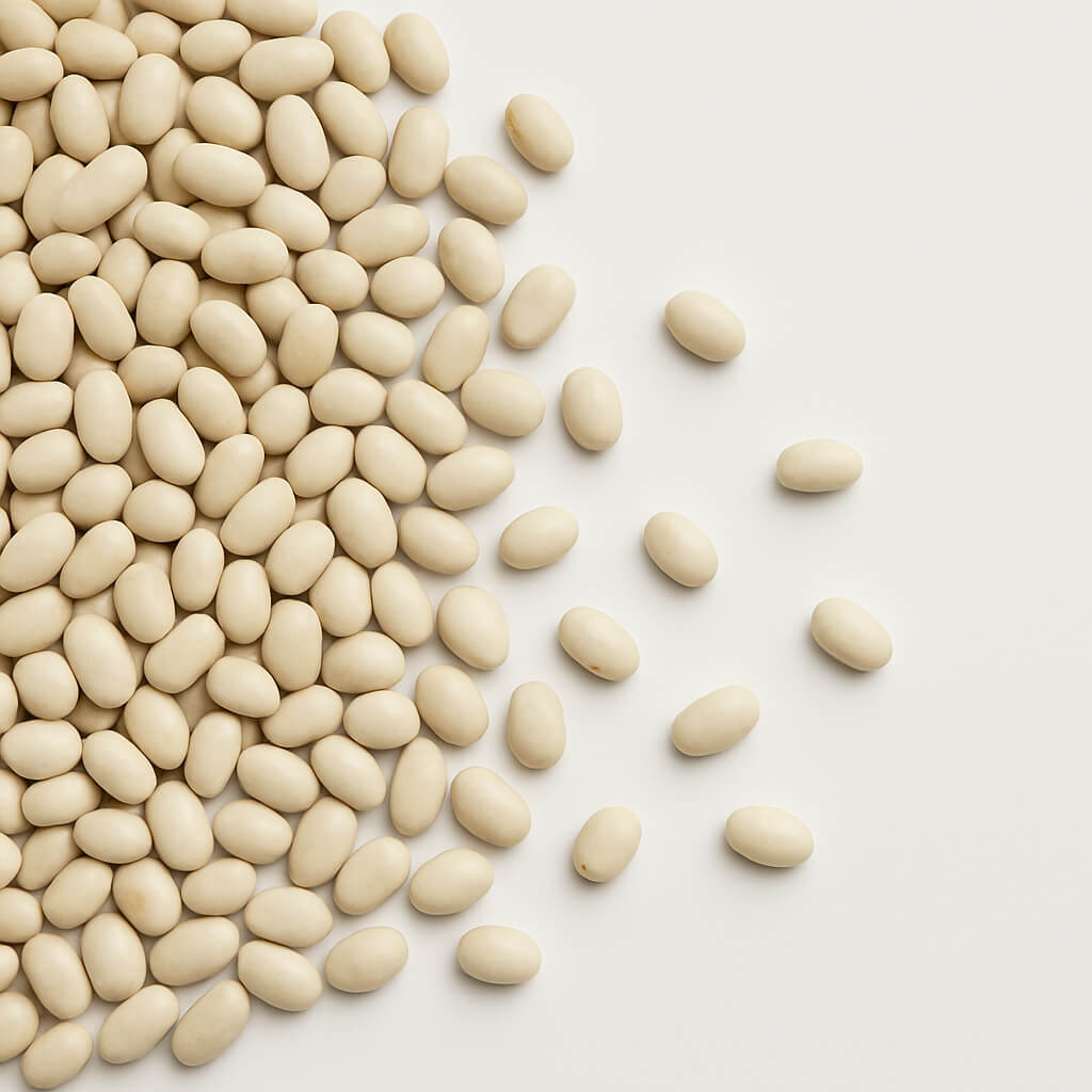 Close-up of uncooked white cannellini beans