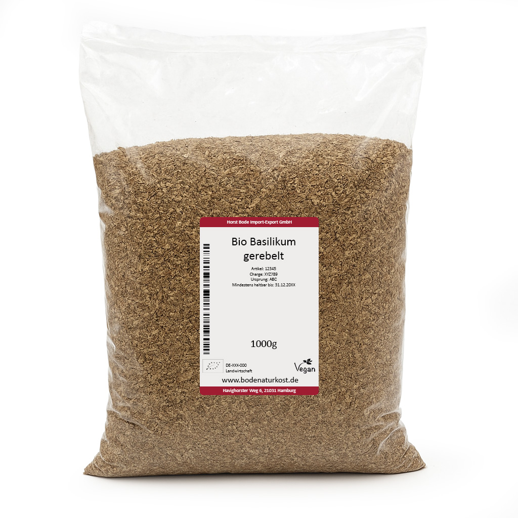 Large bag of organic grated basil 1000g