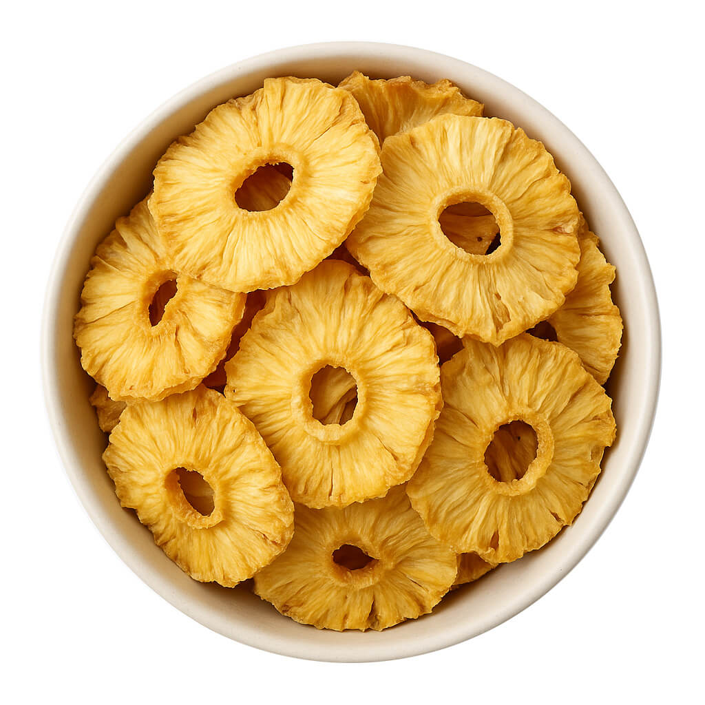 Bowl of dried pineapple rings