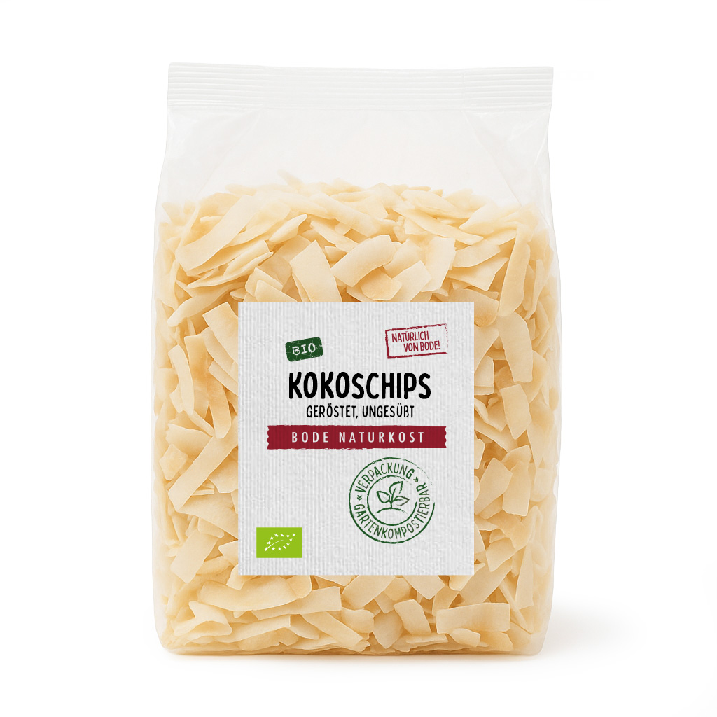 Pack of organic roasted unsweetened coconut chips