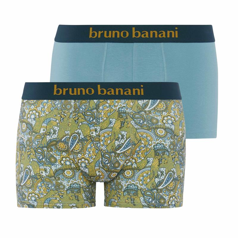 Bruno Banani 2er Pack Herren Short Orange/Aqua Print/Aqua (4391) 6/L