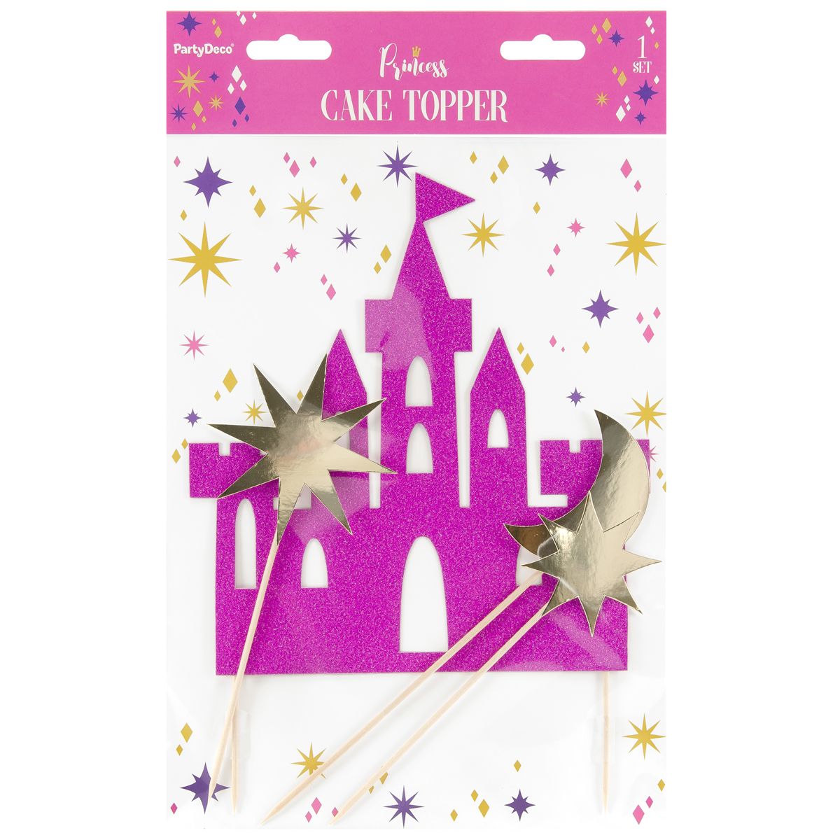 PartyDeco Cake Topper Prinzessinen Schloss Set 4-teilig