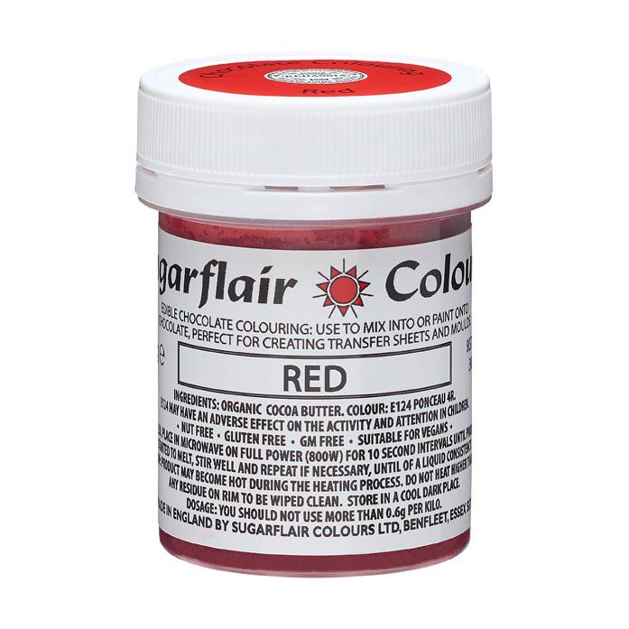 Sugarflair Kakaobutter Farbe - Schokoladenfarbe Rot 35g