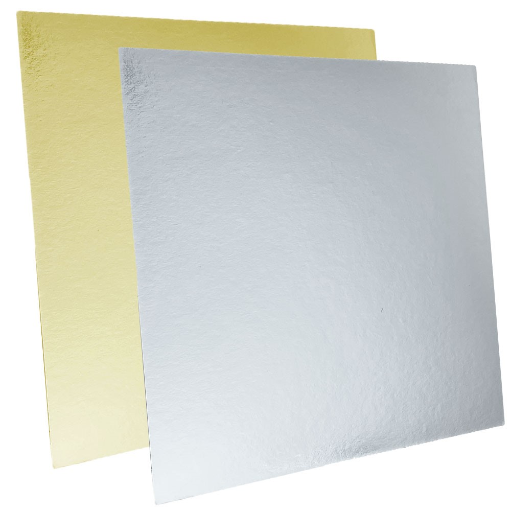 plattequd Tortenpappe gold/silber quadratisch 35cm/1mm 1 Stück