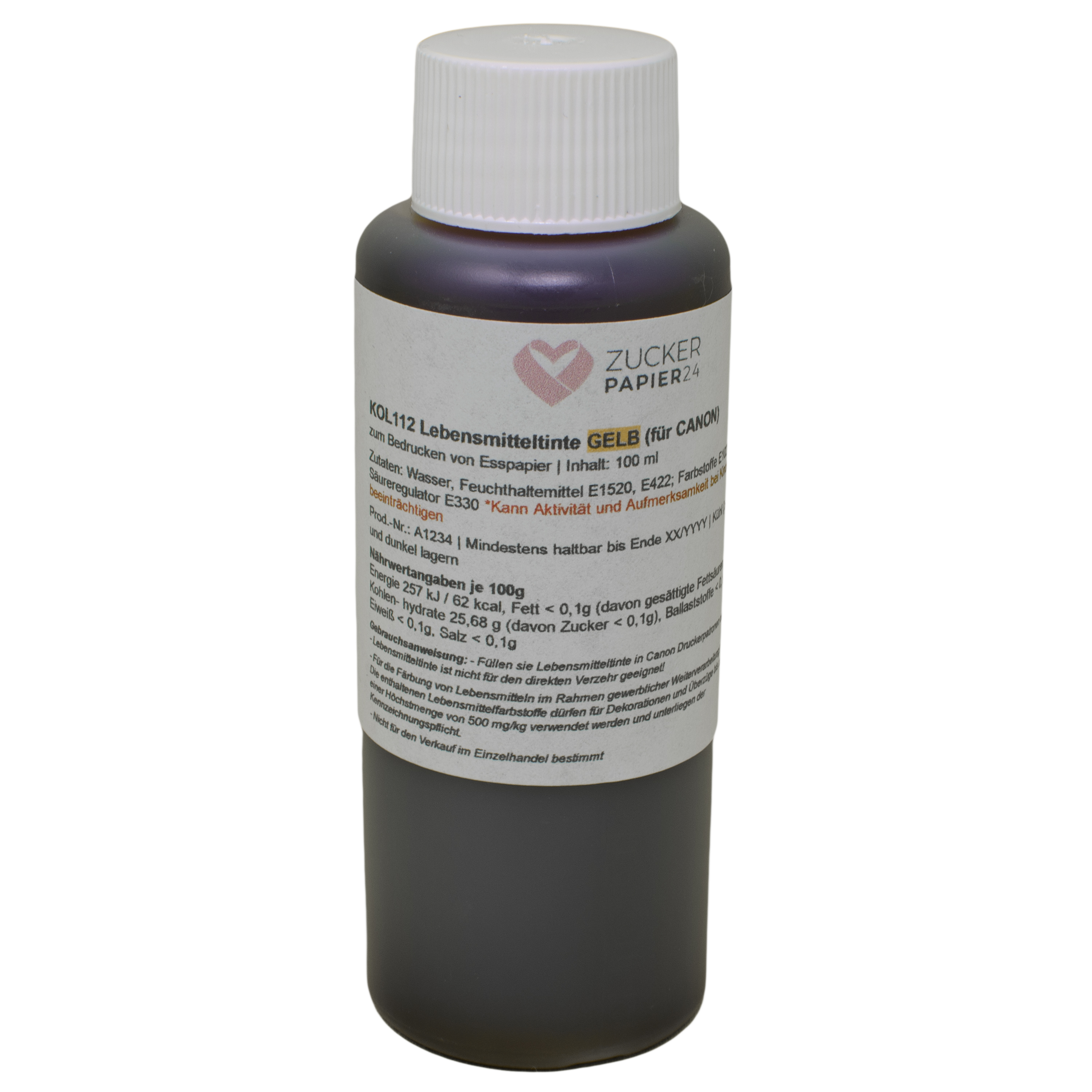 KOL112-Lebensmitteltinte-Gelb-Canon-zp24 Lebensmitteltinte für Canon 100ml Yellow