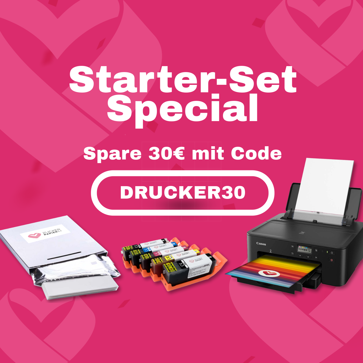 Lebensmitteldruck Starter Set - A3 Drucker iX6850 mit Dekorpapier Plus und 1 Satz Lebensmitteltinte-