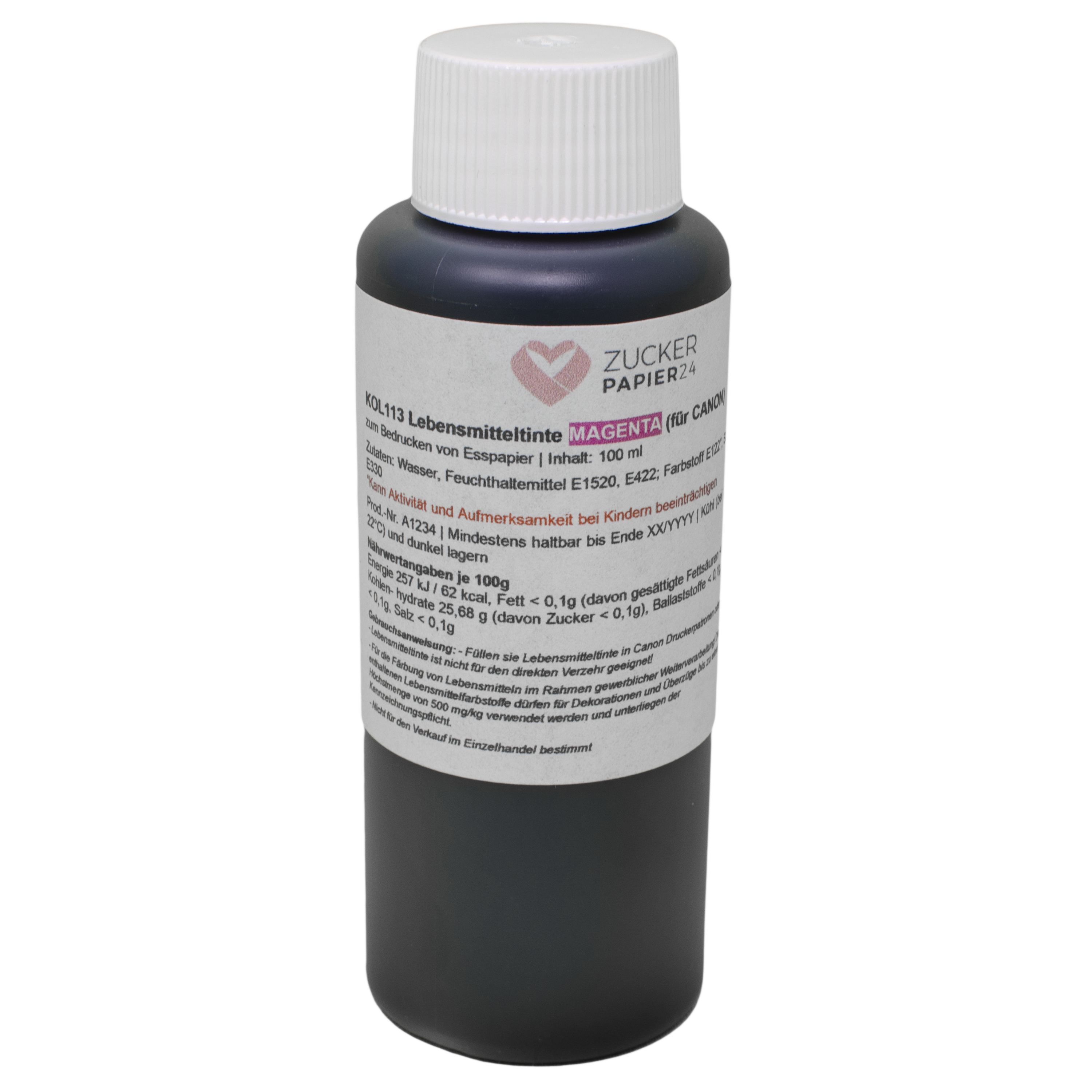 KOL113-Lebensmitteltinte-Magenta-Canon-zp24 Lebensmitteltinte für Canon 1L Magenta