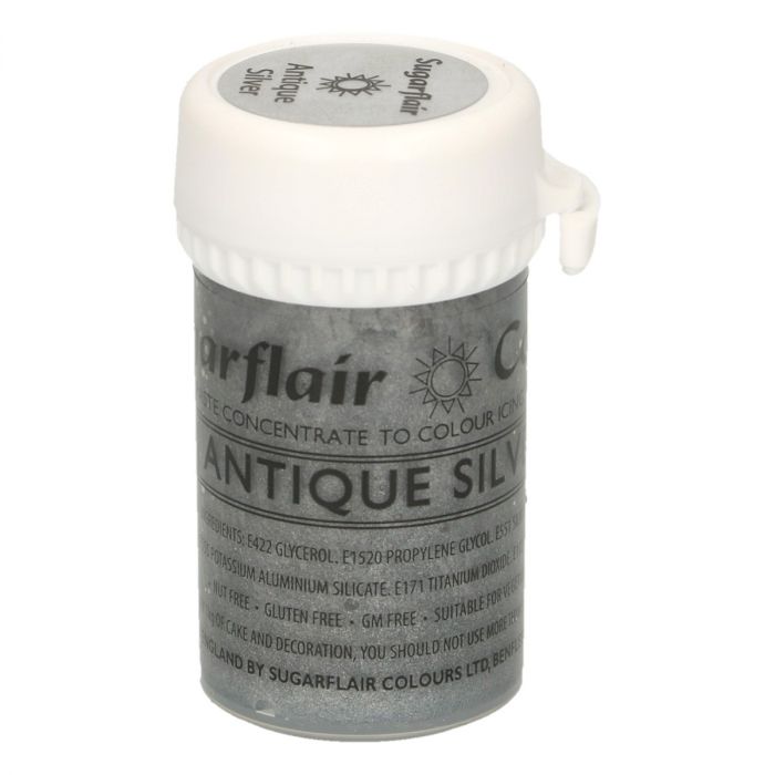 Sugarflair Paste Colour Satin Antique Silver, 25g