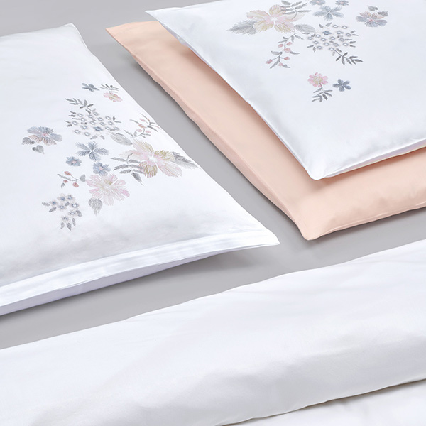 Kissenbezug, Kissenbezug mit Stickerei, Kissen, Bettwäsche, Blumenmuster, 