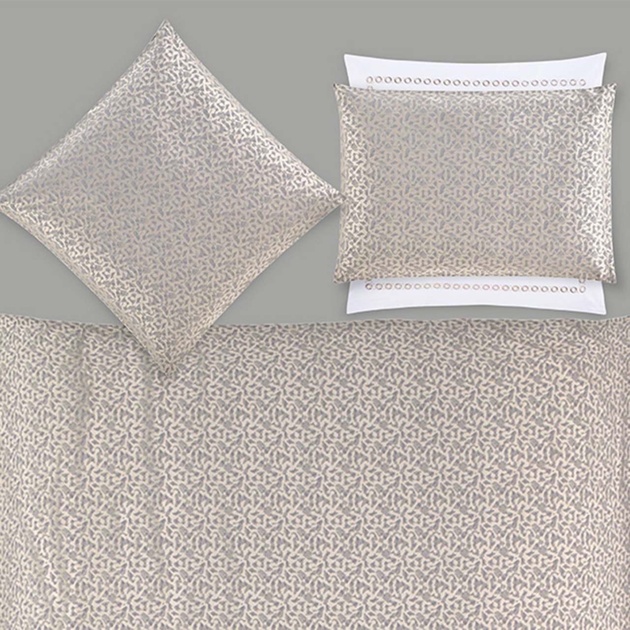 Bettwäsche, Kissenbezug, Leinenstruktur, Beige, Muster, 