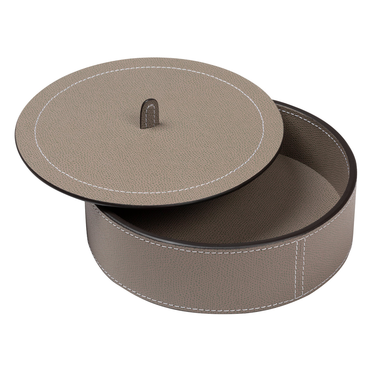 Dose aus Leder mit Deckel in braun