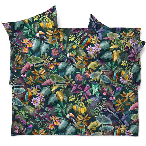 tropisch, blumig, papageien, blattwerk, muster, 