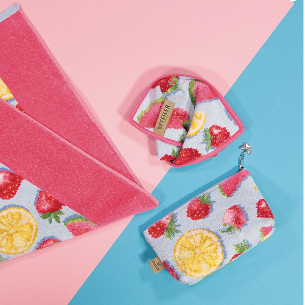 Aufbewahrungstasche, Tasche, Fruchtmuster, rosa Handtuch, Stoffset, 