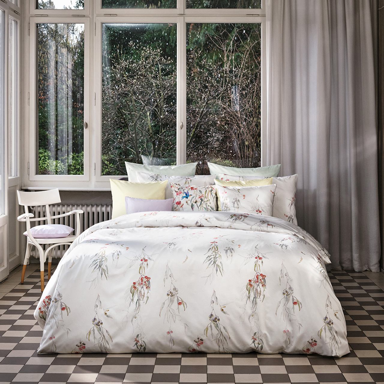 bettwäsche, duvet, blumenmuster, weiß, zimmer dekor, 