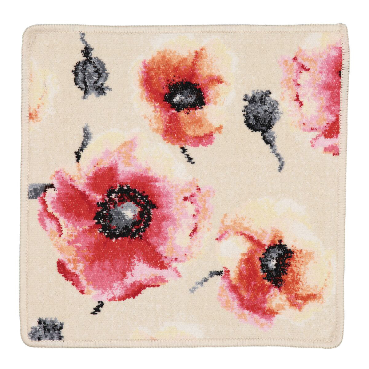 Teppich, Blumenmuster, Rosen, Samtig, Beige, 