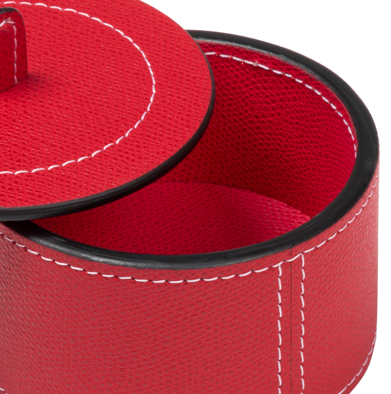 Dose aus Leder mit Deckel in rot
