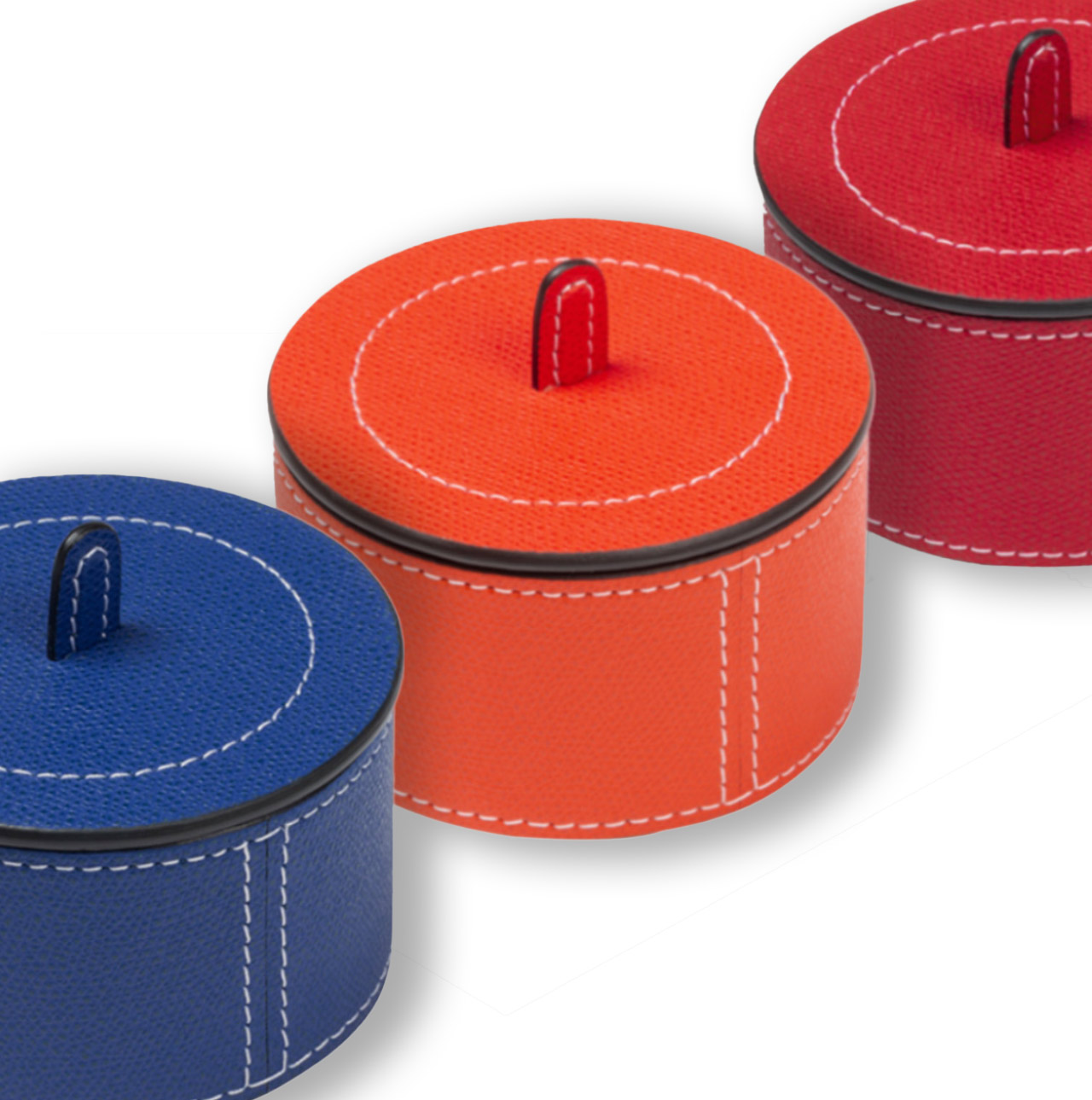 Dosen aus Leder mit Deckel in verschiedenen Farben