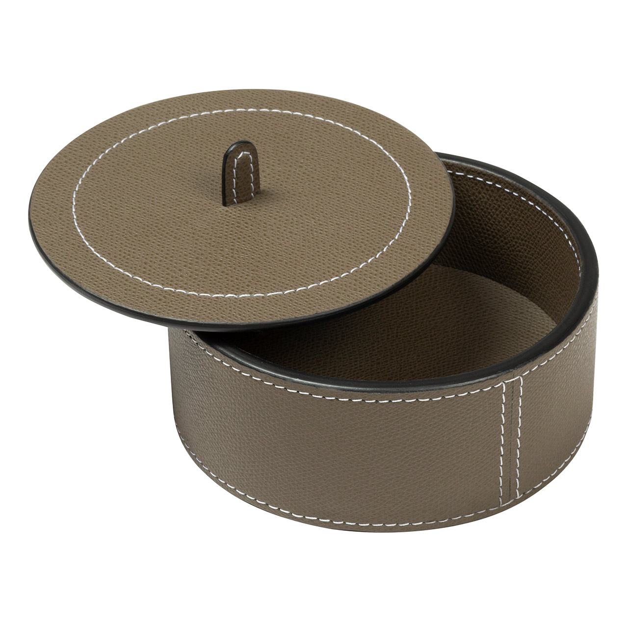 Dose aus Leder mit Deckel in braun