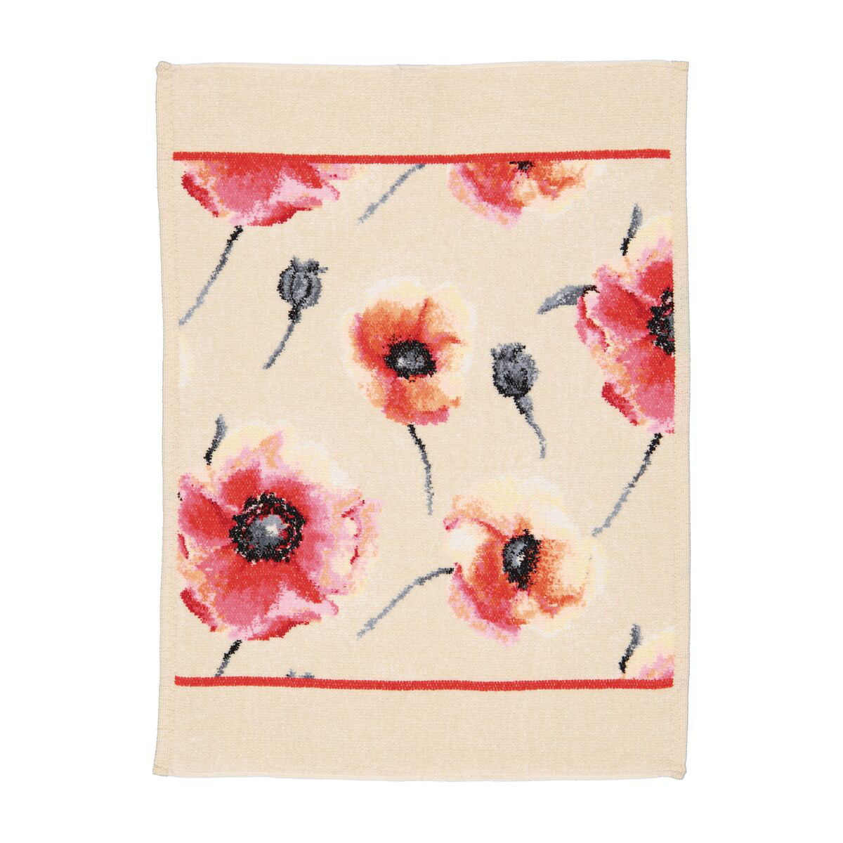 Teppich, Blume, Mohnmuster, Beige, weiche Textur, 