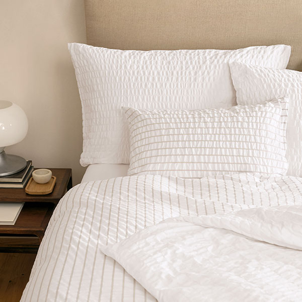 Bettwäsche, Kissen, Streifen, weiße Bettwäsche, Streifenmuster, 