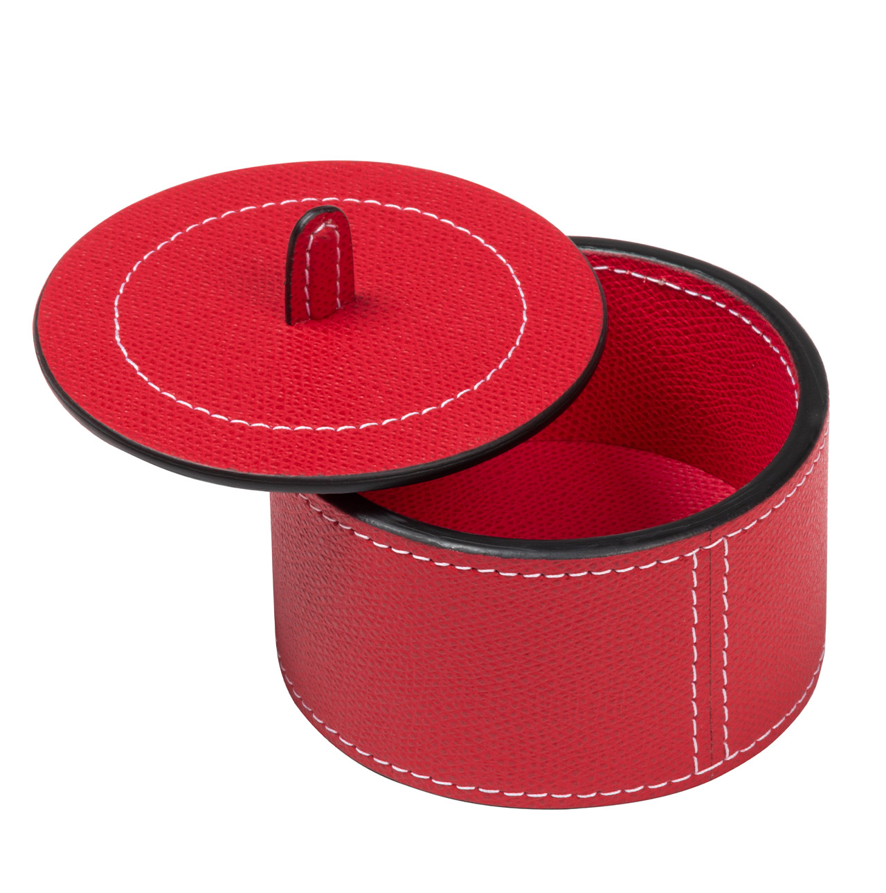 Dose aus Leder mit Deckel in rot