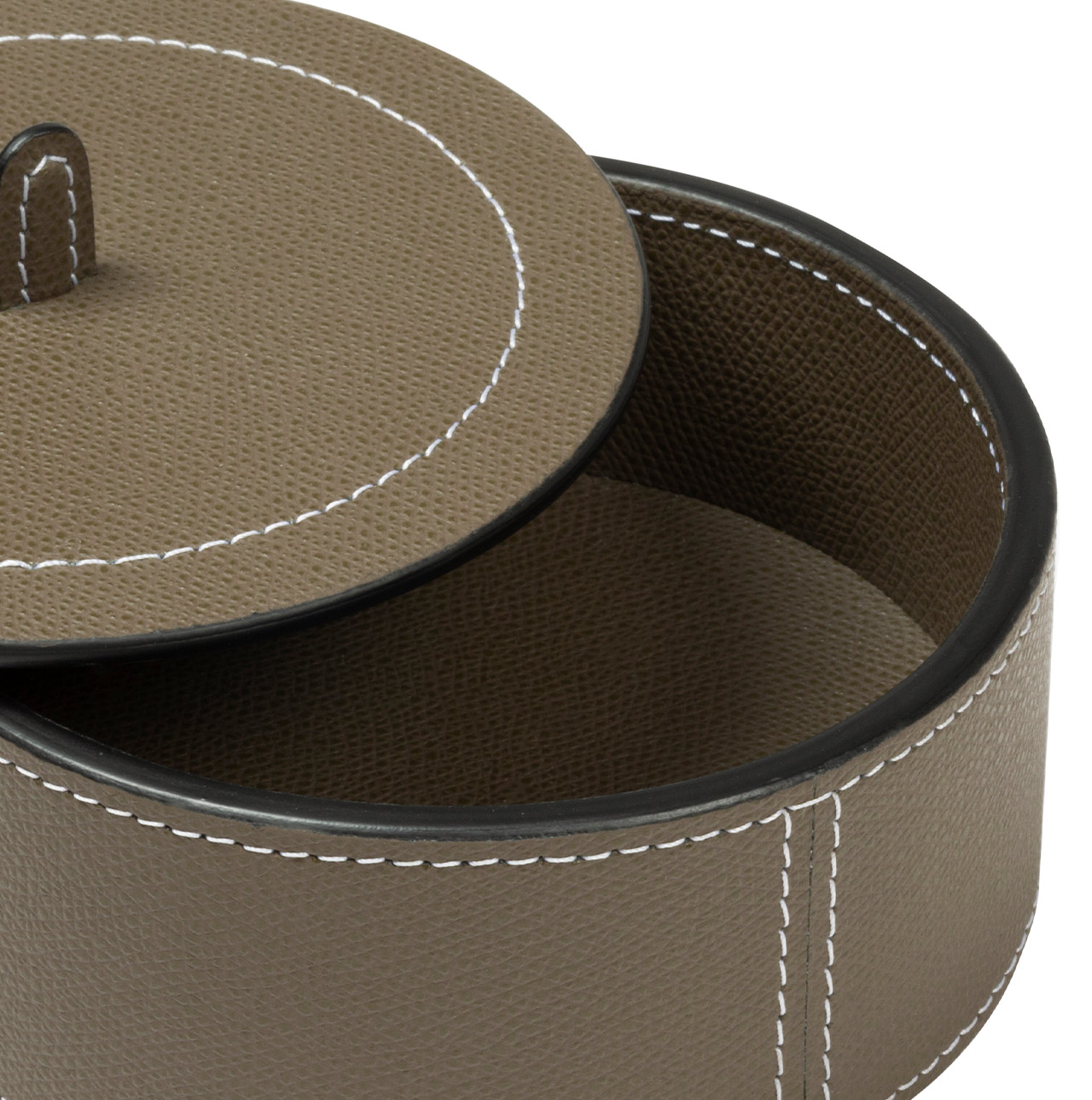 Dose aus Leder mit Deckel in braun
