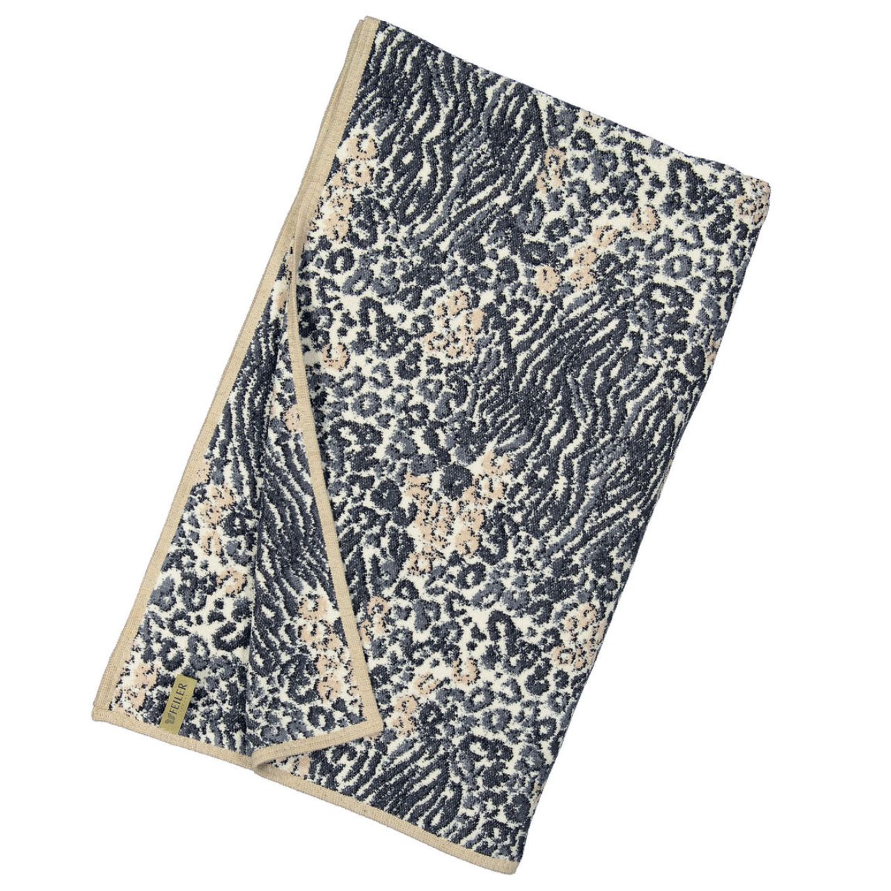 Chenilleserie Animal Blend grau rosa Leopardenmuster Duschtuch gefaltet