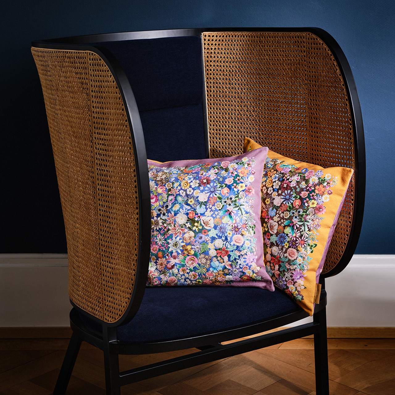 Sessel, Korbgewebe, Rattan, Stuhl, Kissen, 